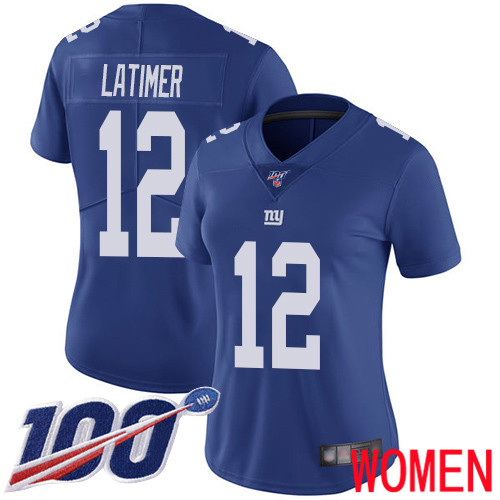 Women New York Giants #12 Cody Latimer Royal Blue Team Color Vapor Untouchable Limited Player 100th Season Football NFL Jersey->women nfl jersey->Women Jersey